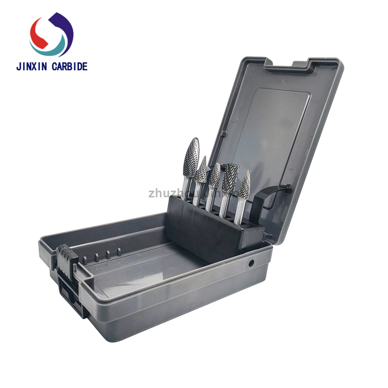 Alto desempenho 5pcs tungstênio carboneto rotativo conjunto com caixa cinza