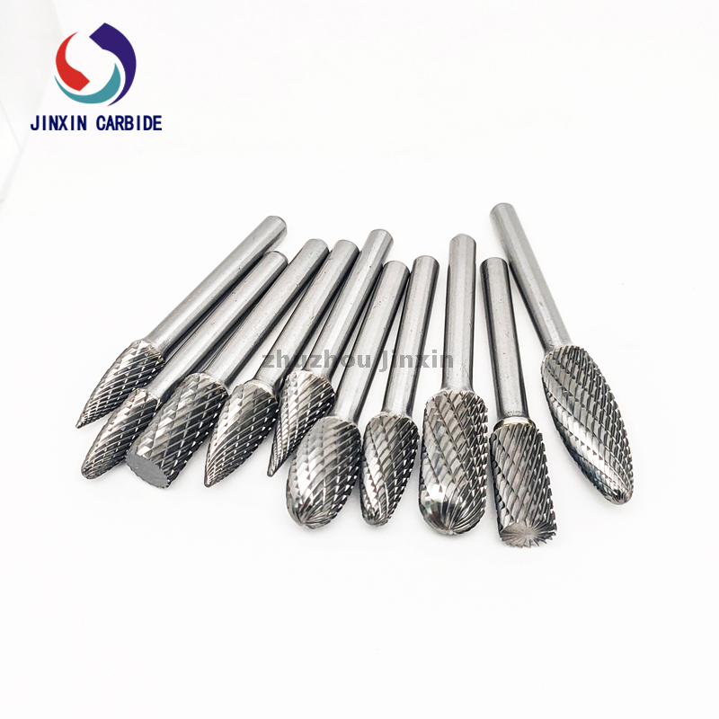Conjunto de rebarbas rotativas de carboneto de tungstênio com haste de 6 mm 10 unidades com caixa de ferramentas vermelha