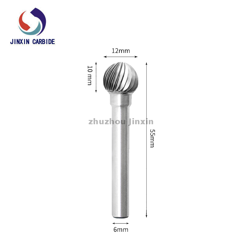 Lima rotativa de carboneto de tungstênio com ponta esférica tipo D