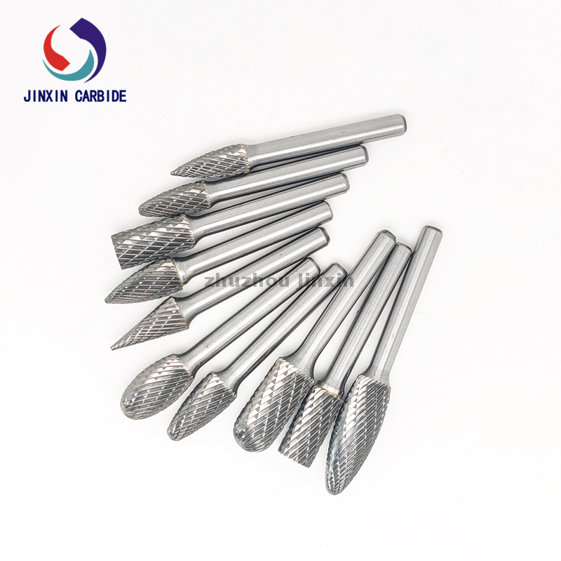 Conjunto de rebarbas rotativas de carboneto de tungstênio com haste de 6 mm 10 unidades com caixa de ferramentas vermelha