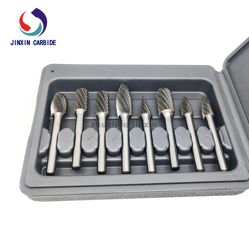 Fabricação de rebarba rotativa de carboneto de tungstênio 8pcs definida com caixa cinza