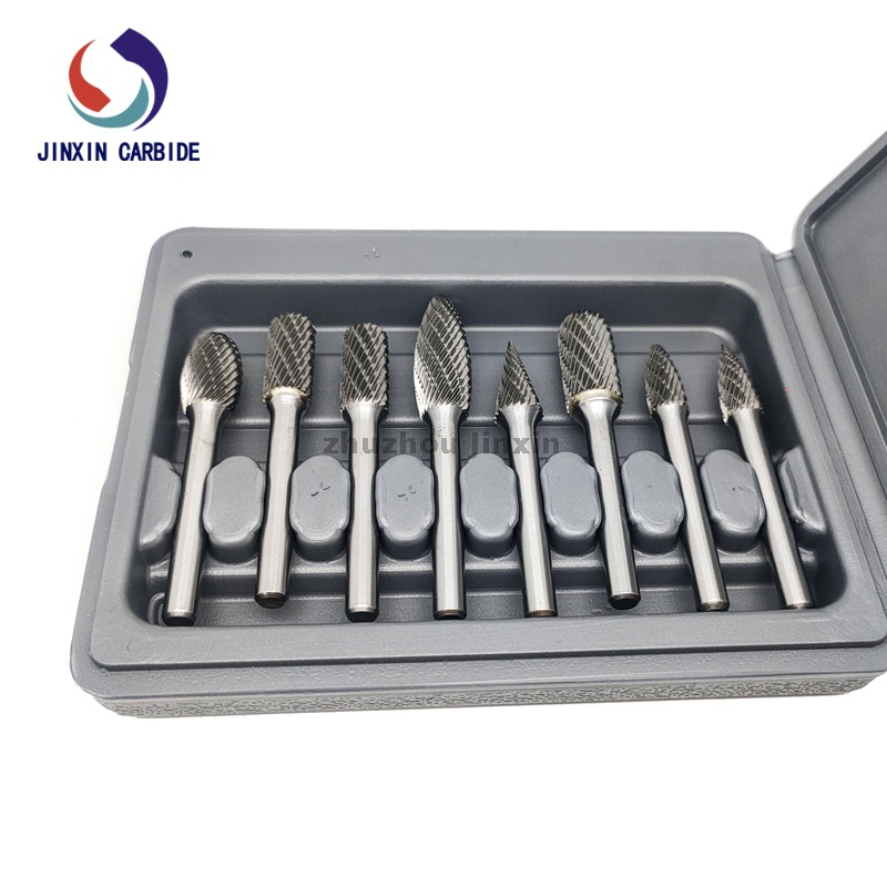 Fabricação de rebarba rotativa de carboneto de tungstênio 8pcs definida com caixa cinza