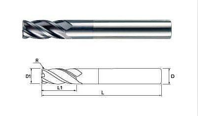 Fresa de topo HRC 45 com 3 canais