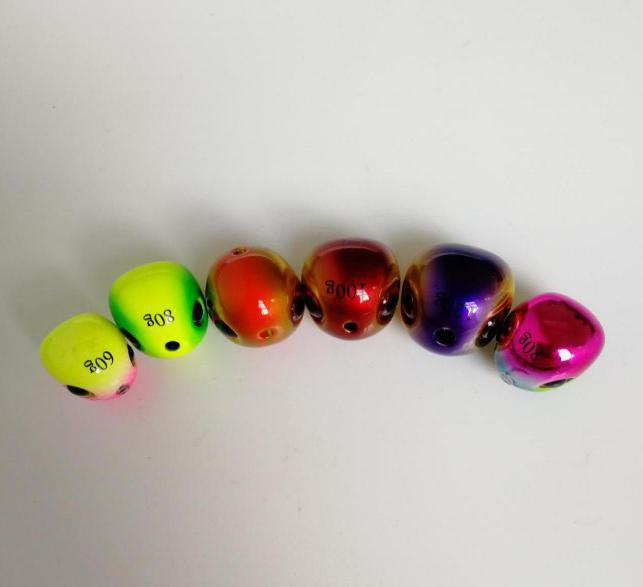 45g -200g chumbada de pesca de cabeça de pássaro de tungstênio pintada