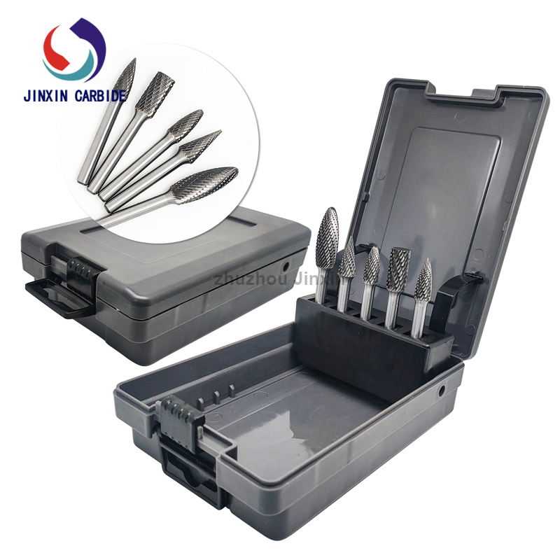 Alto desempenho 5pcs tungstênio carboneto rotativo conjunto com caixa cinza