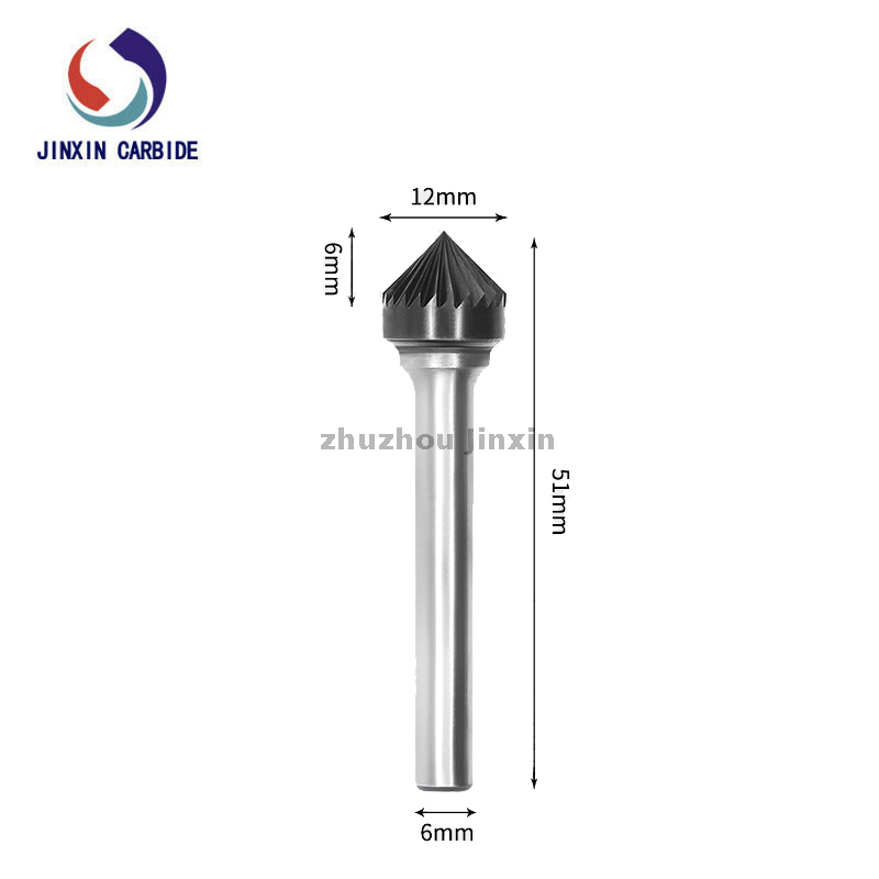 Forma de cone tipo K com rebarbas rotativas de carboneto de tungstênio de 90° 