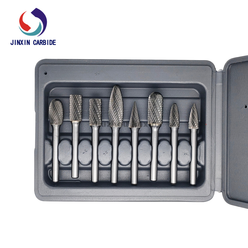 Fabricação de rebarba rotativa de carboneto de tungstênio 8pcs definida com caixa cinza