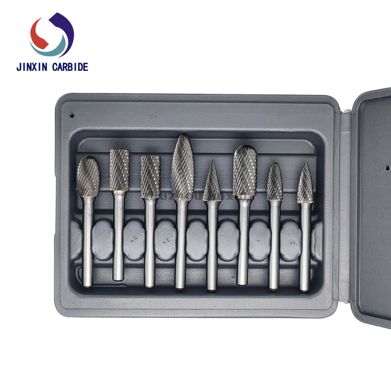 Fabricação de rebarba rotativa de carboneto de tungstênio 8pcs definida com caixa cinza