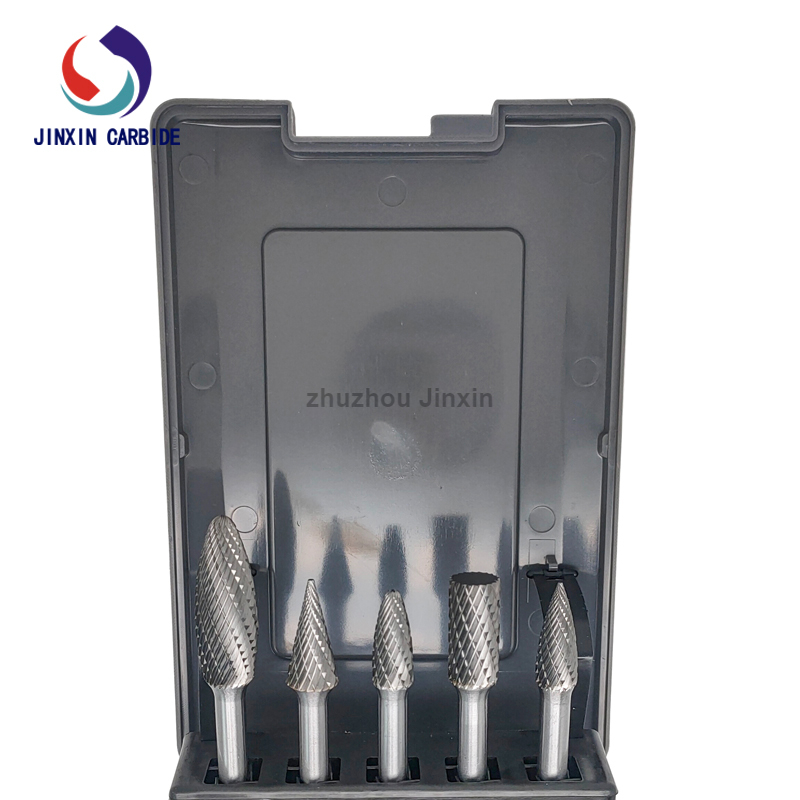 Alto desempenho 5pcs tungstênio carboneto rotativo conjunto com caixa cinza