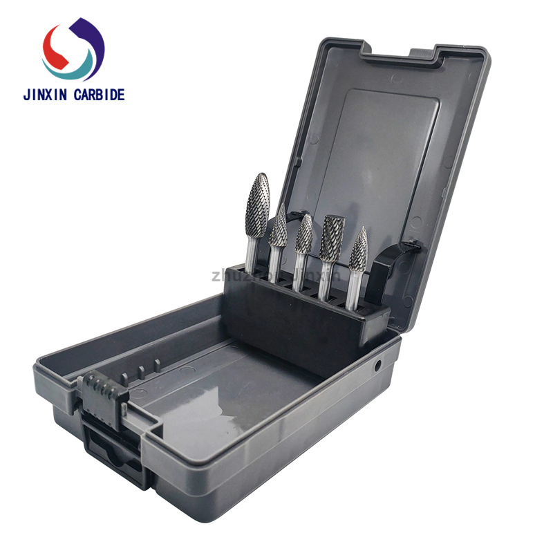 Alto desempenho 5pcs tungstênio carboneto rotativo conjunto com caixa cinza